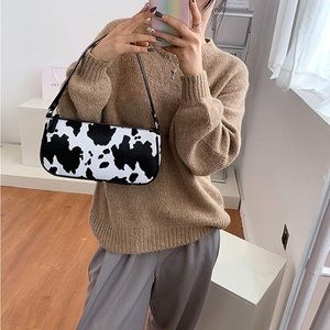 Cow print shoulder bag